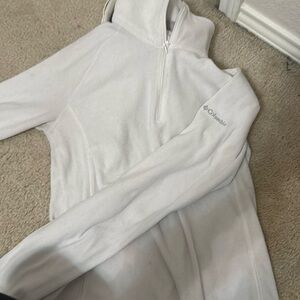 All white quarter zip Columbia jacket